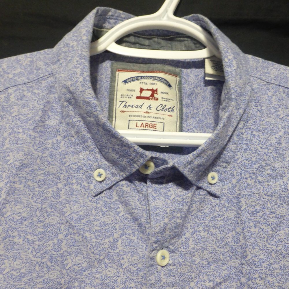 THREAD & CLOTH, large, button down short sleeve shirt with pocket, GUC